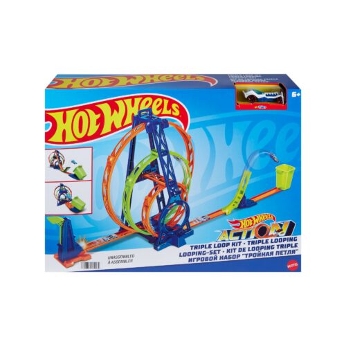 Hot Wheels Track With 1 Hot Wheels Car. Triple Loop Kit Track Set