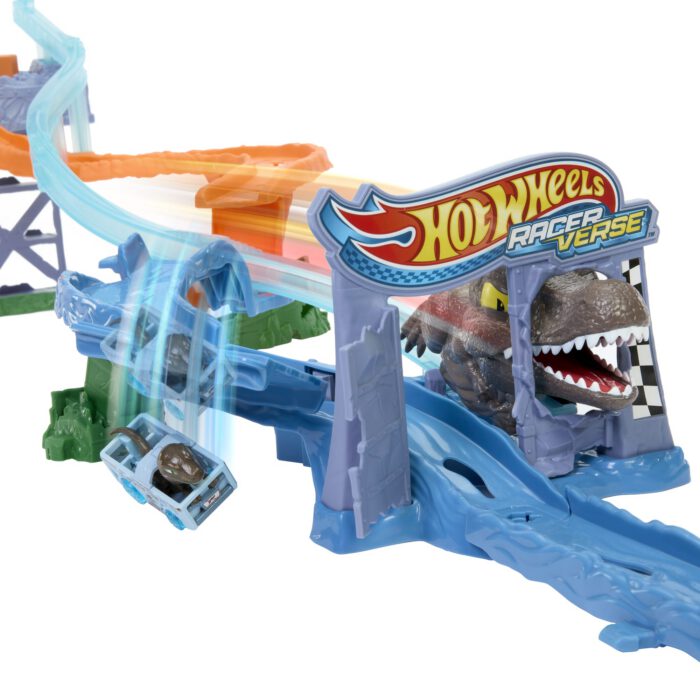 Hot Wheels Racerverse Jurassic World Crash & Splash Track Set & Die-Cast Dinosaur Toy Car - Image 4