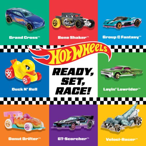 Hot Wheels Ready. Set. Race! Board Book For Babies & Toddlers. 100 Car Illustrations