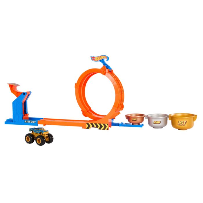 Hot Wheels Monster Trucks Pista de Juguete Competencia de Big Foot Giros Extremos - Image 5