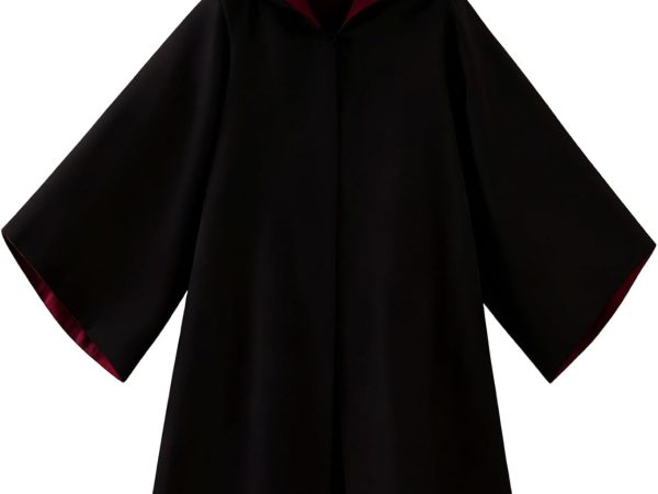 Unisex Halloween Robes Magical Cloak Hooded Cape with Pockets Halloween Outfit Cosplay Costume