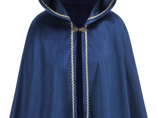 Renaissance Medieval Hooded Cape Adult Velvet Cloak Halloween Party Victorian Capelet for Women