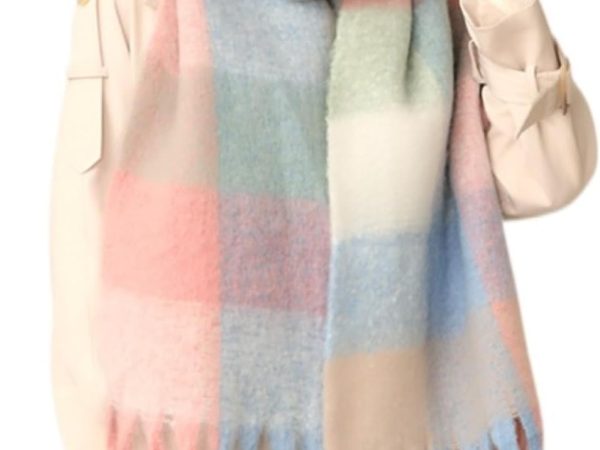 Chunky Winter Scarfs for Women Cold Weather Warm Knit Thick Plaid Scarf Long Large Oversized Checked Scarves