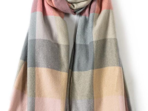 Women Wool Scarf - Cashmere Feel Winter Checked Scarves for Women, Large Soft Thick Shawls and Wraps with Gift Box