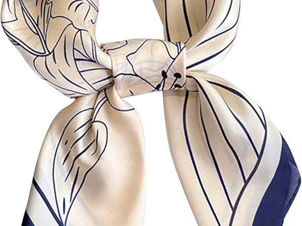 Silk Feeling Hair Scarf Bandanas for Women 27.5" Square Lightweight Satin Head Scarves Neck Sleeping Headscarf Wrap