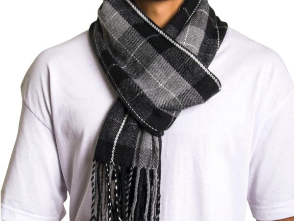 Mens Plaid Scarf Soft Winter Shawl Lightweight Cold-Weather Gear