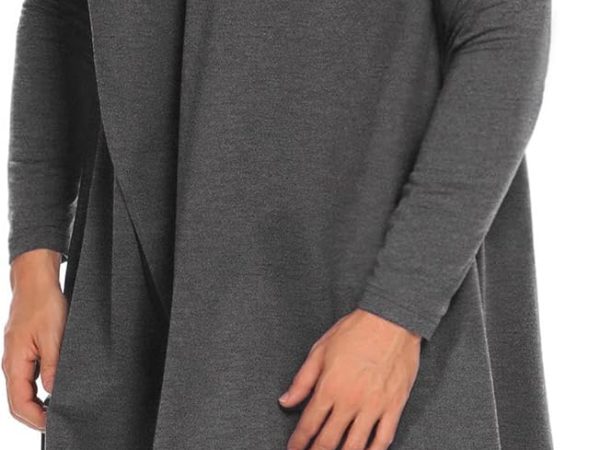 Men's Hooded Poncho Cape Cloak Casual Asymmetric Hem Hoodie Sweatshirts
