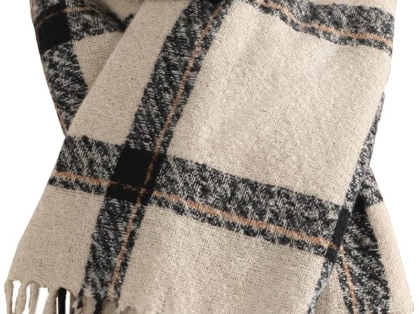 Winter Scarfs for Women, Long Blanket Scarf, Fashion Soft Taseel Plaid Scarf, Chunky Oversized Shawls and Wraps
