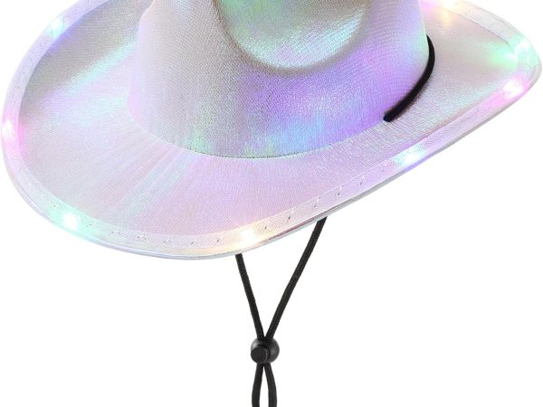 Cowboy Hat for Women,Party Cowgirl Hats Women,Colored Light Up Cowboy Hat for Halloween Costumes