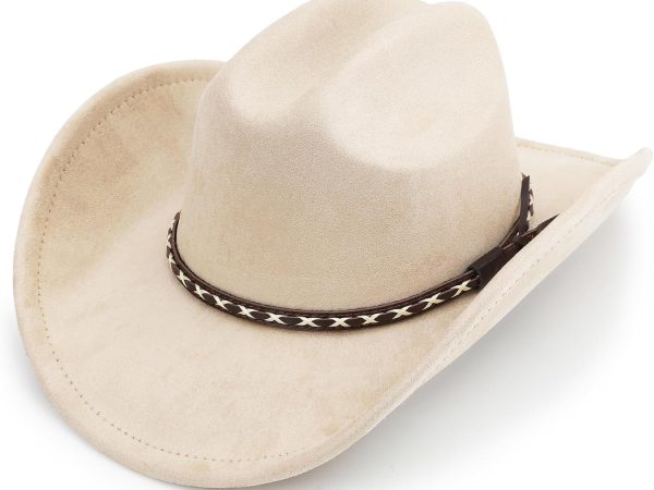 Western Cowboy Hat for Women and Men, Unisex Big Wide Brim Felt Hats for Cowboys and Cowgirls