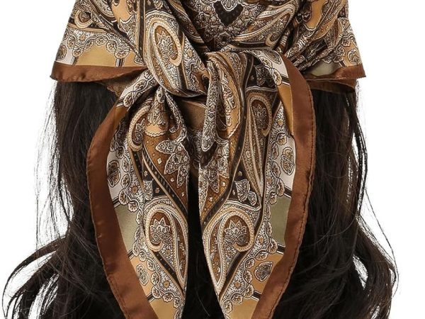 Women Vintage Silk Bandana Paisley Print Headscarf Boho Square Hair Scarf