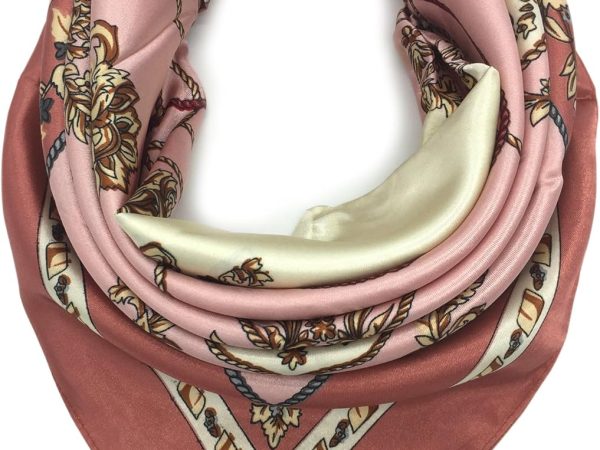 Silk Like Scarf Women Fashion Pattern Large Square Satin Headscarf Headdress