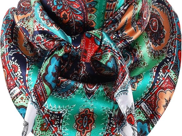 35 Inch Wild Rag Cowboy Scarves for Men, Large Rancher Neckerchief Silk Feel, Oversize Western Bandana