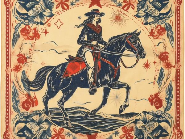 22"x22" Vintage Cowgirl 100% Cotton Bandana Multi-Purpose Headbands