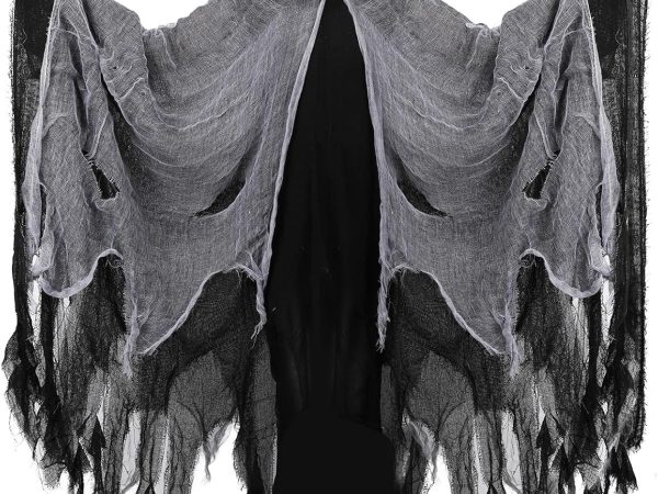 Scary Halloween Costume Ghost Hooded Cloak Renaissance Medieval Wizard Witch Death Robe Cape with Hood for Adults