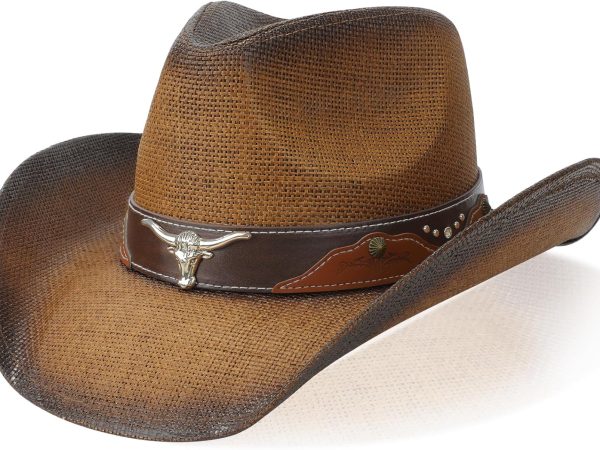 Cowboy Hat,Cowgirl Hat,Western Cowboy Hats for Women/Mens/Straw Wide with Shapeable Brim Cowboy Hat for Women