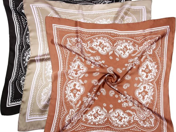 3 Pcs 27.5 Inches Satin Head Scarf Hair Scarf Silk Head Scarf Silk Bandana Silk Hair Wrap Neck Scarf for Women Girls